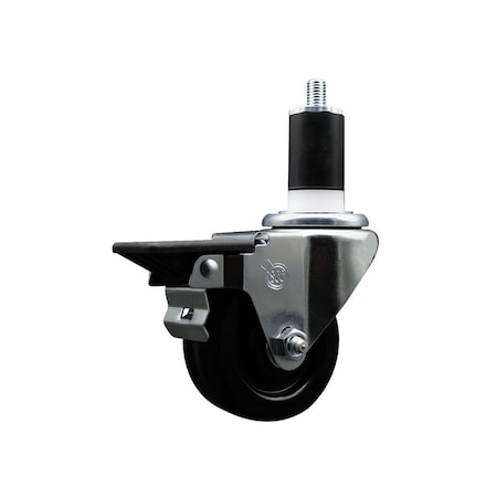 Service Caster 3'' Phenolic Swivel 1-1/2'' Expanding Stem Caster with Brake SCC-EX20S314-PHS-PLB-112